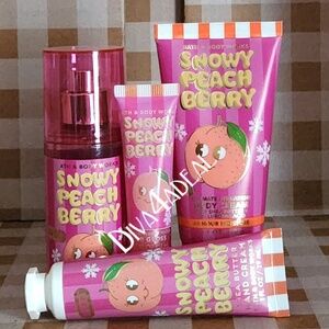 Bath & Body Works SNOWY PEACH BERRY 4PC Mini/Travel Set